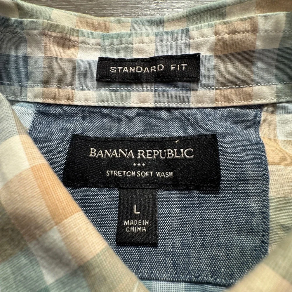 Banana Republic Shirt Mens L Plaid Cotton Heritage Vacation Casual Soft Wash